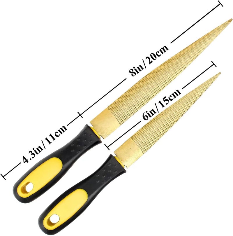 NKTM Wood File, Needle File Set Wood Files for Wood Working Wood Rasp Files Tools Golden Tapered Wood Rasp Bastard File with Rubber Handle in Gift Bag for Carving 2 Pack (6 * 8 inch) - Image 5
